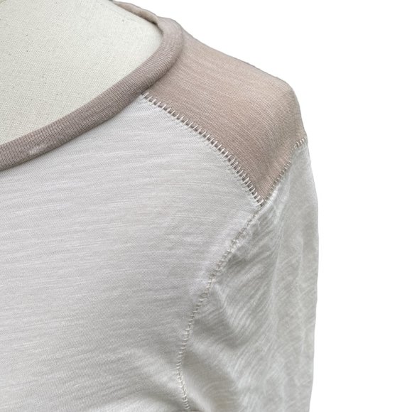 Madewell Whisper Long Sleeve Crewneck Multicolor Tee Tan & Cream Colorblock-S - Picture 5 of 14